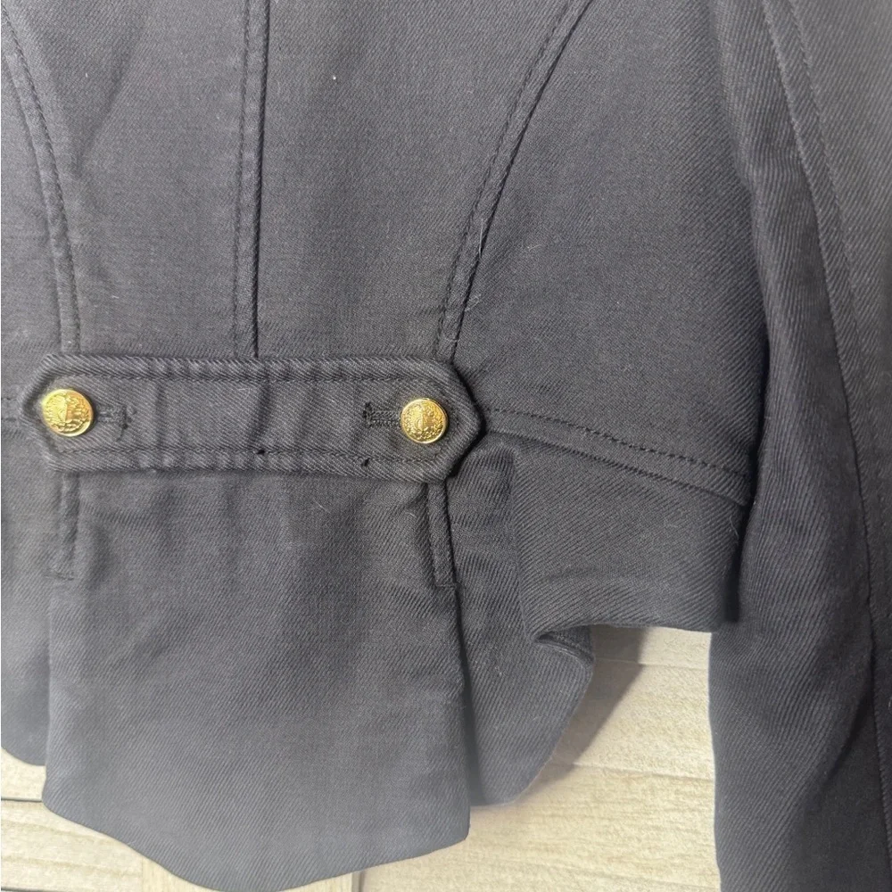 Juicy Couture Girls Black Blazer Jacket 4/5 Satin Trim Gold Zip Dressy Kids Coat